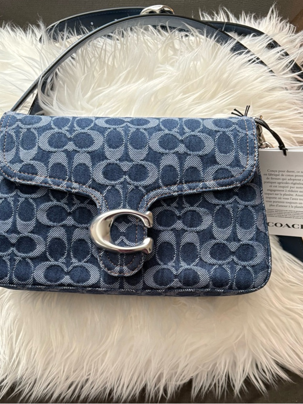 Coach Blue Denim Signature C Flap Shoulder Bag